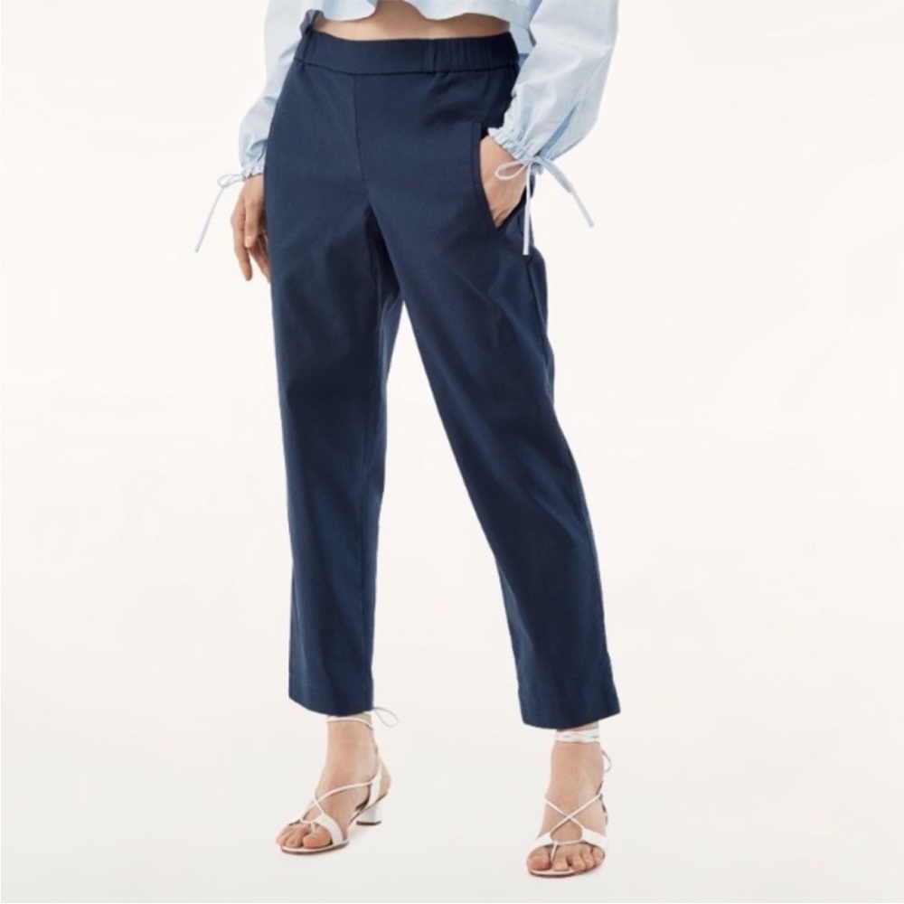 Aritzia x Wilfred • crepe darontal pull on pant trousers in navy blue sz 4